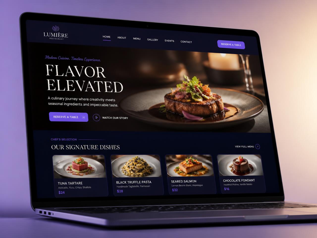 Restaurants & Food website mockup designed by WebShare USA