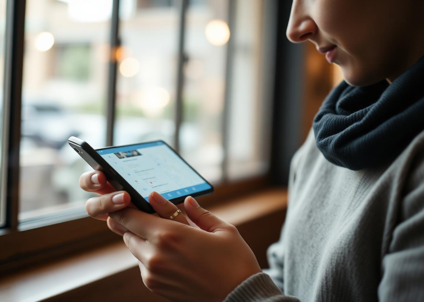 Customer comparing local businesses on phone